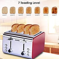 AGARO Grand Stainless Steel 4 Slice Pop-up Toaster 1600W