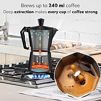 AGARO Classic Moka Pot, Stovetop, Espresso Coffee Maker, 240 Ml