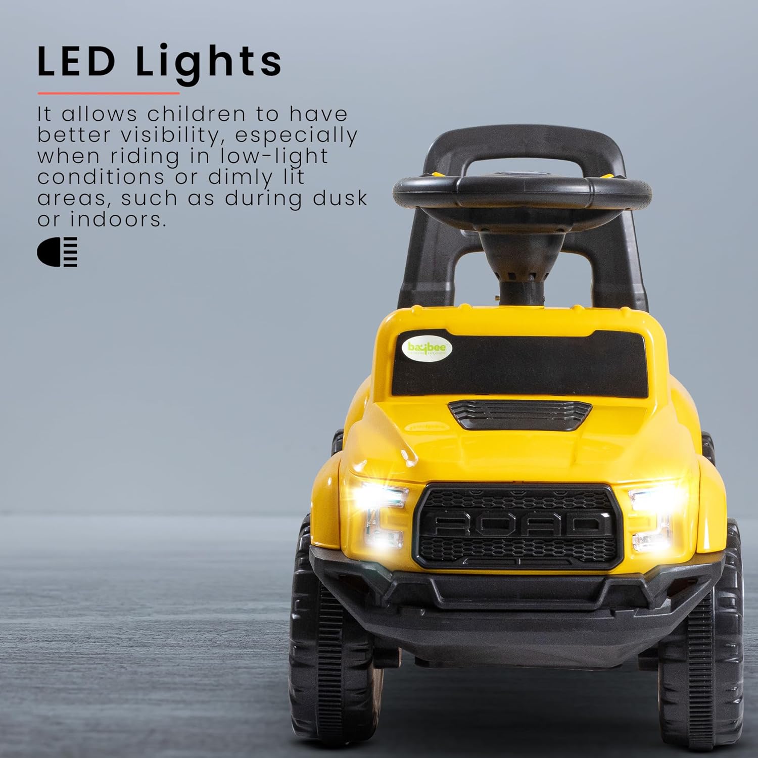 Baybee Push Ride on Baby Jeep for Kids Toys with LED Light & Storage Bin-Yellow Baybee Push Ride on Baby Jeep for Kids Toys with LED Light & Storage Bin-Yellow
