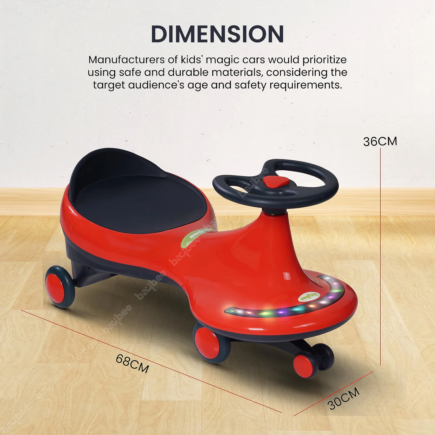 Baybee Trix Go Kids Magic Swing Cars for Kids-Red Baybee Trix Go Kids Magic Swing Cars for Kids-Red