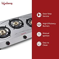 Lifelong LLGS399 Stainless Steel 3 Burner (ISI Certified