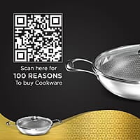 Preethi Diva Collection Triply Stainless Steel Kadai with API Technology, 28 cm, Gas & Induction