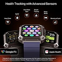 Ambrane 1.85" Uni Pair BT Calling Smartwatch, Rugged & Sporty Metal Body, 10 Days Battery, 500 NITS, 100+ Sports Mode with IP68, Sp02 Tracking, 100+ Watch Faces Stud