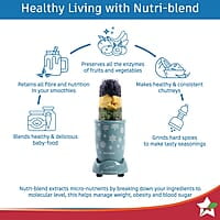 Wonderchef Nutri Blend Snowflakes, 22000 RPM  2 Unbreakable Jars, Stainless Steel Blades, 400 W