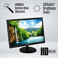 Zebronics ZEB-19HD 18.5" HD LED Monitor – HDMI/VGA, sleek design, vibrant colors, perfect for gaming and office use, energy-efficient, adjustable brightness, compact size, reliable performance.
