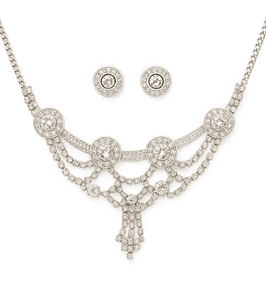 Vintage Crystal Chandelier Necklace and Earring Set