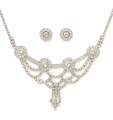 Vintage Crystal Chandelier Necklace and Earring Set