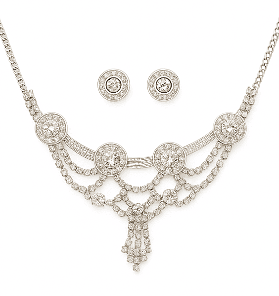 Vintage Crystal Chandelier Necklace and Earring Set