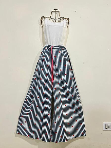 Anya's Flared Lounge pants - White & Grey with Hearts