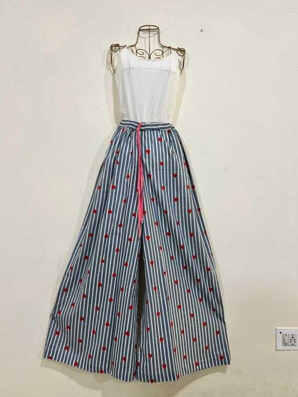 Anya's Flared Lounge pants - White & Grey with Hearts