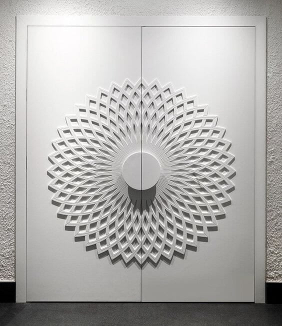 Exquisite 3D HDHMR Double Door with Deco Paint in Pristine White