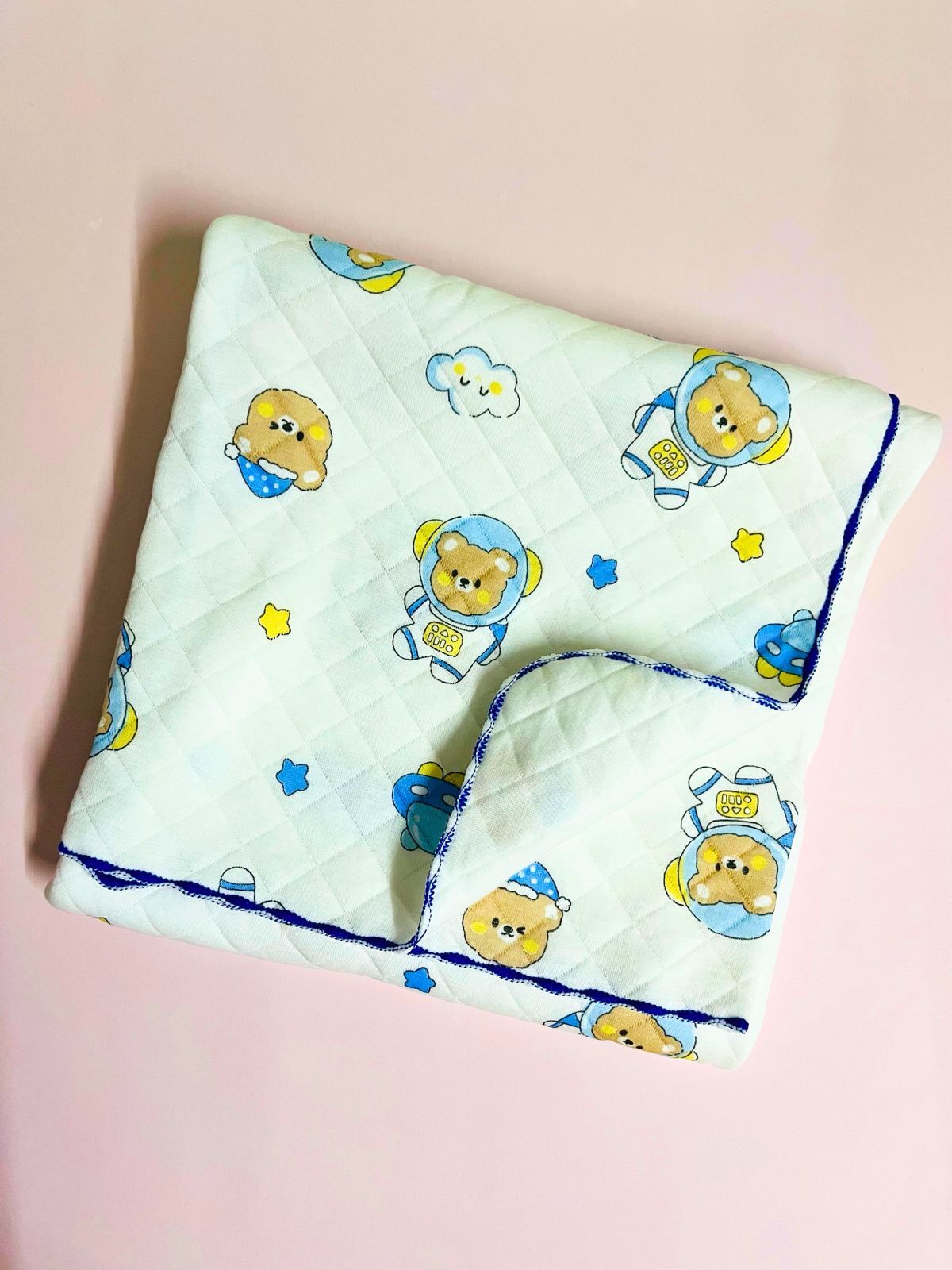 2-Layer Muslin Baby Blanket – 85x85 cm - Blue Cloud Comforter