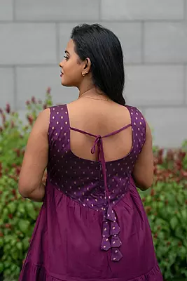 Women Tiered Ethnic Dress - Purple