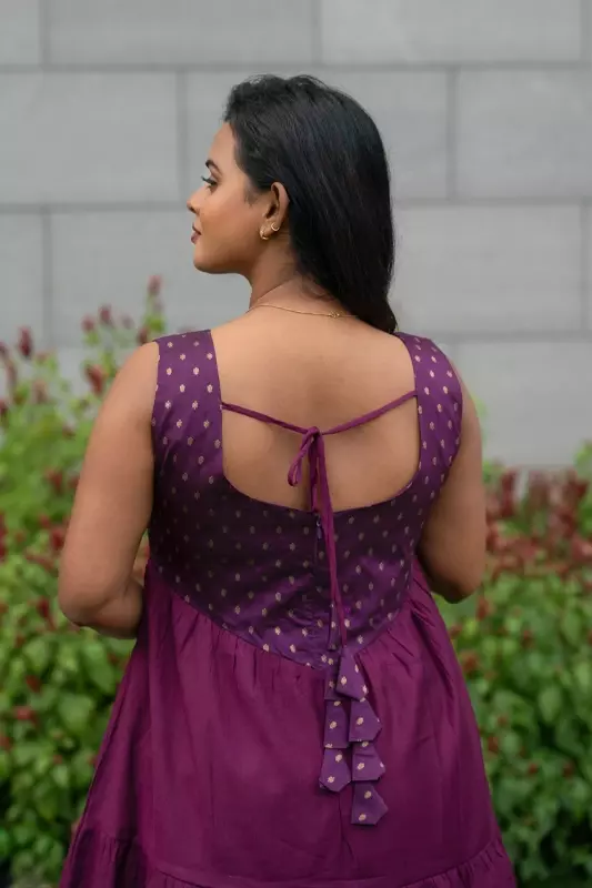 Women Tiered Ethnic Dress - Purple