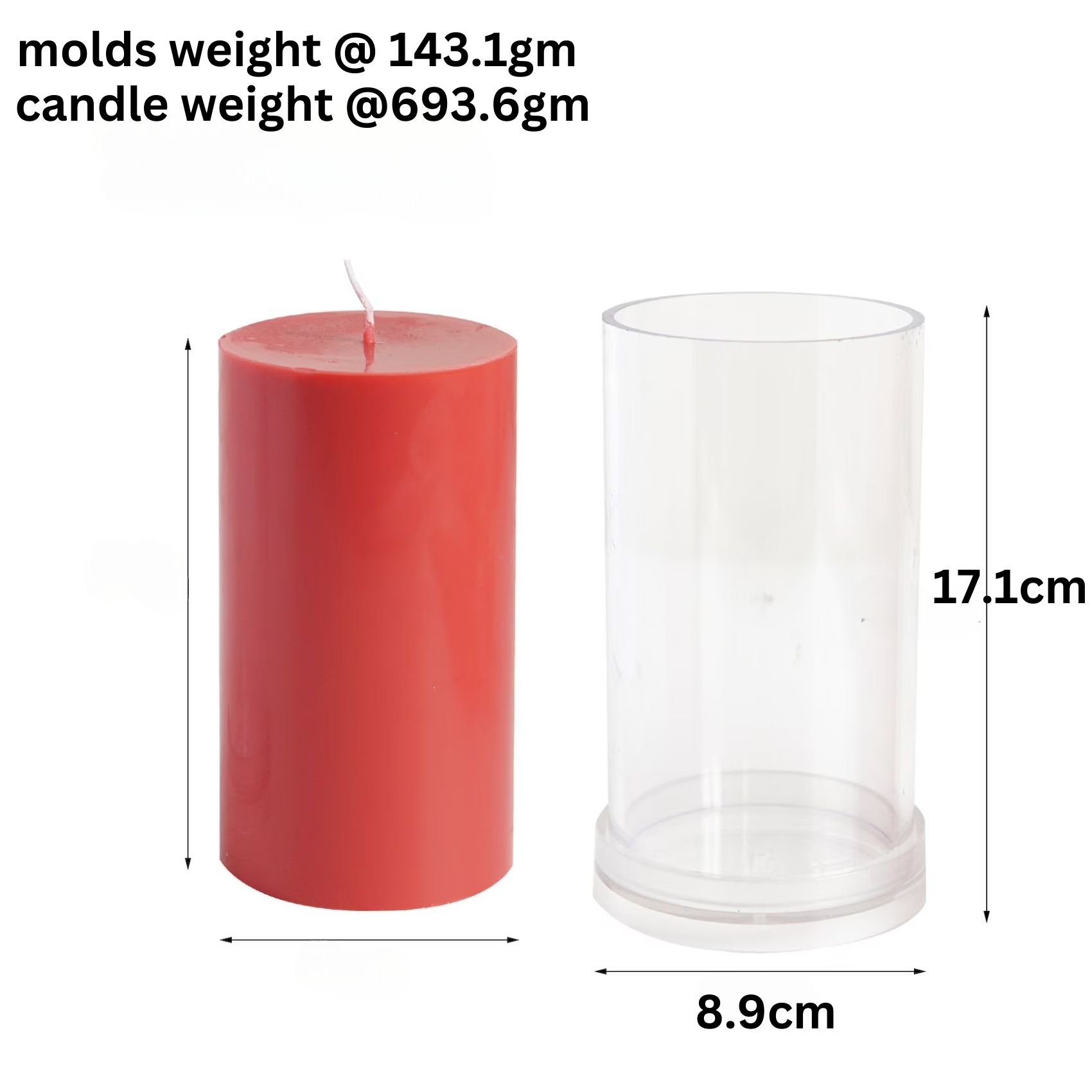 Polycarbonate Candle Plain Cylinder Mold (BIG)