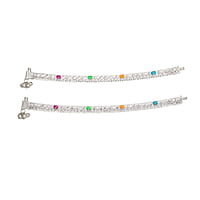 Sterling silver Enamel Design ghungross anklet for women