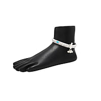 Sterling silver Enamel Design ghungross anklet for women
