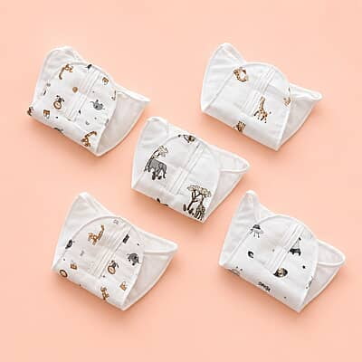 Muslin Cotton Padded Nappy for Newborns – 0–3 Months | Pack of 5