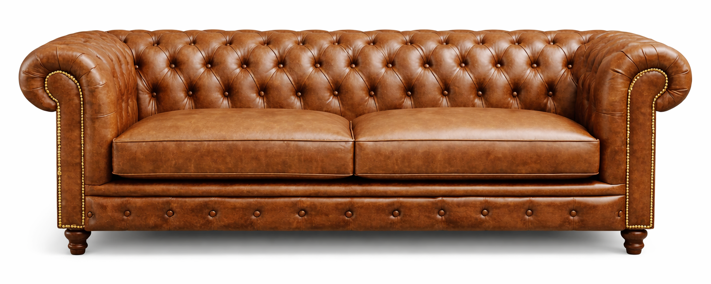 Marvel Chesterfield Premium Leather Three Seater Sofa