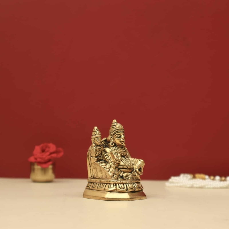 Brass Kuber - 3.5 inch Height | Elegant Brass Idol of Kuber for Wealth and Abundance