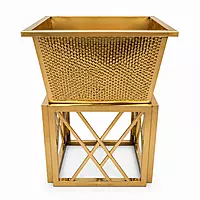 SQUARE DUSTBIN GOLD PVD MATHAR