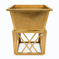 SQUARE DUSTBIN GOLD PVD MATHAR