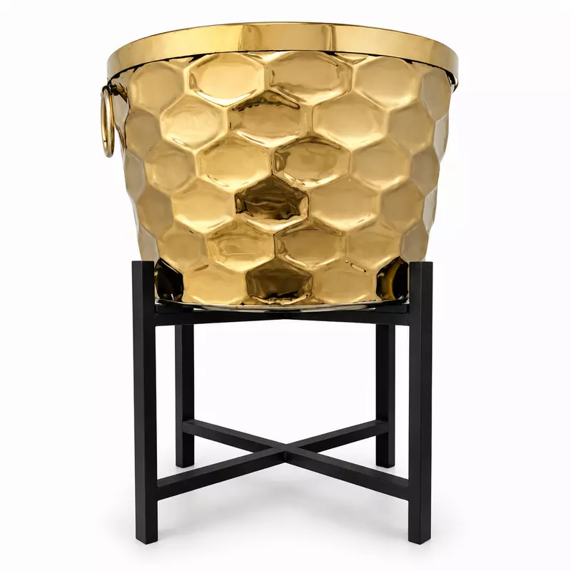 ROUND DUSTBIN GOLD DIAMOND