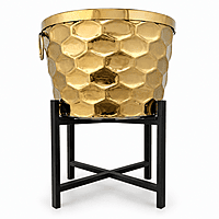 ROUND DUSTBIN GOLD DIAMOND