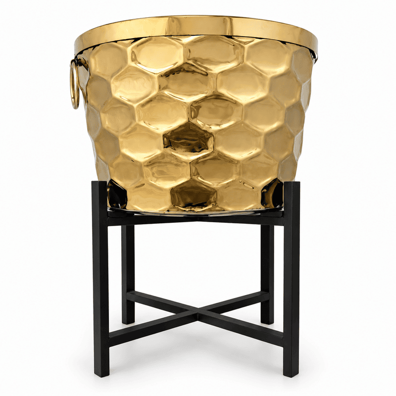 ROUND DUSTBIN GOLD DIAMOND