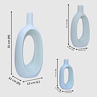 Oval-Shaped Flower Vases for Home Decor, Set of 3 (White) Polyresin – 9.5 Inch