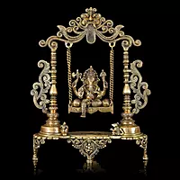 Brass Jhula/Swing Ganesha - 19 inch Height | Divine Brass Ganesha Statue on Swing for Blessings