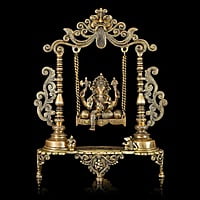 Brass Jhula/Swing Ganesha - 19 inch Height | Divine Brass Ganesha Statue on Swing for Blessings
