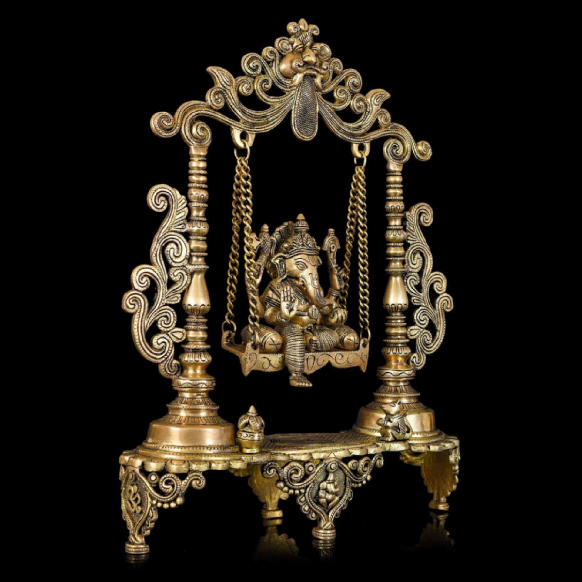 Brass Jhula/Swing Ganesha - 19 inch Height | Divine Brass Ganesha Statue on Swing for Blessings