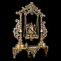Brass Jhula/Swing Ganesha - 19 inch Height | Divine Brass Ganesha Statue on Swing for Blessings
