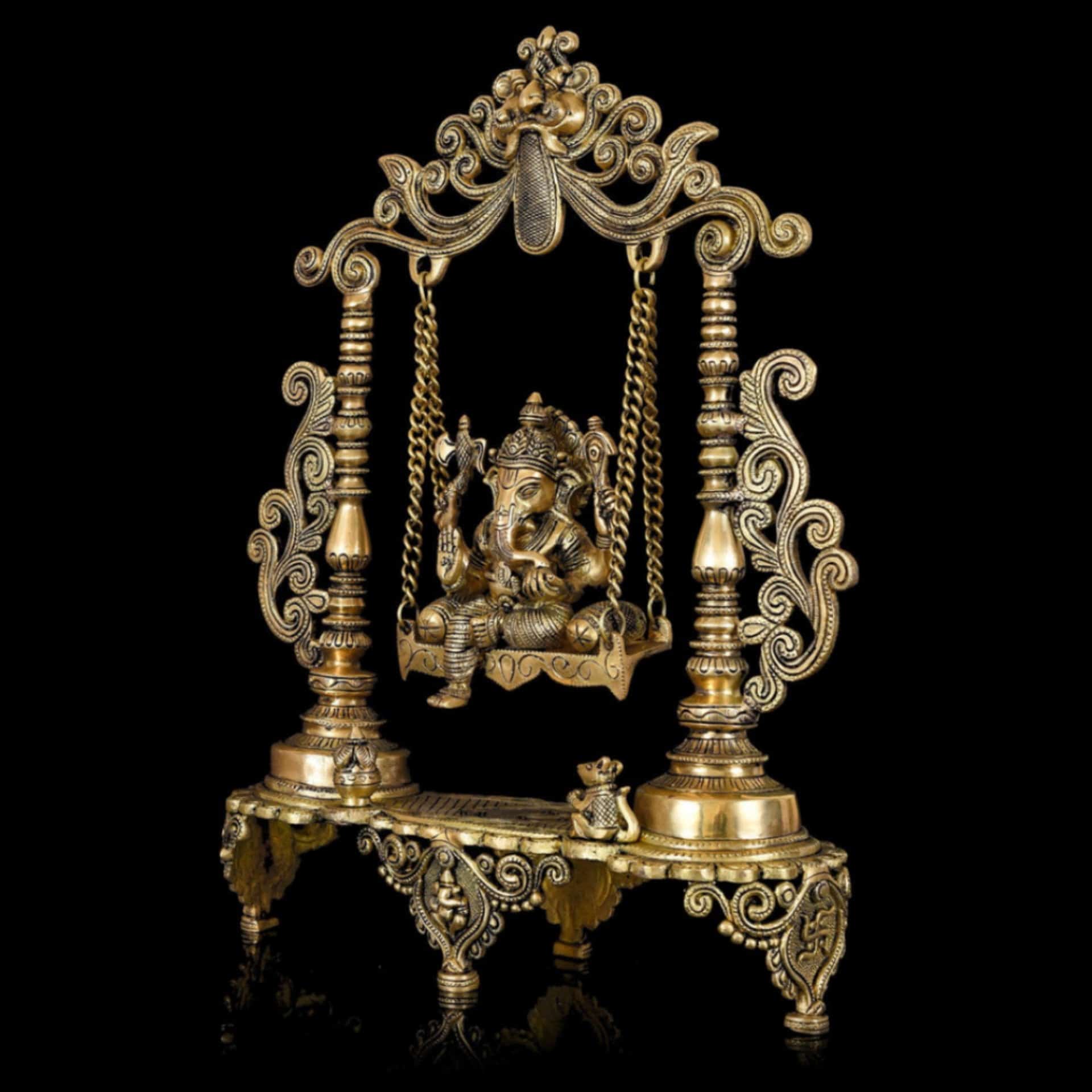 Brass Jhula/Swing Ganesha - 19 inch Height | Divine Brass Ganesha Statue on Swing for Blessings