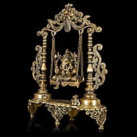 Brass Jhula/Swing Ganesha - 19 inch Height | Divine Brass Ganesha Statue on Swing for Blessings