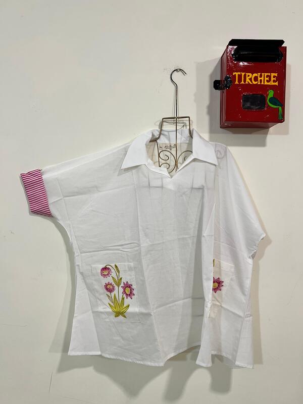 Easy-Fit + Patch Pocket - White & Pink Floral