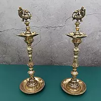 Brass Super Fine Bird Lamp Pair - 16 inch Height | Elegant Brass Bird Lamp Pair for Lighting and Decor