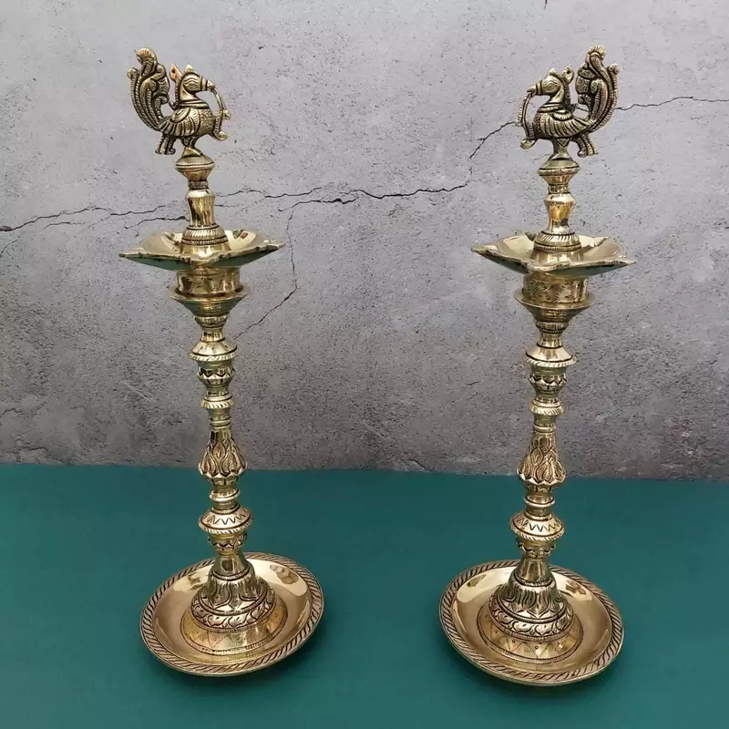 Brass Super Fine Bird Lamp Pair - 16 inch Height | Elegant Brass Bird Lamp Pair for Lighting and Decor