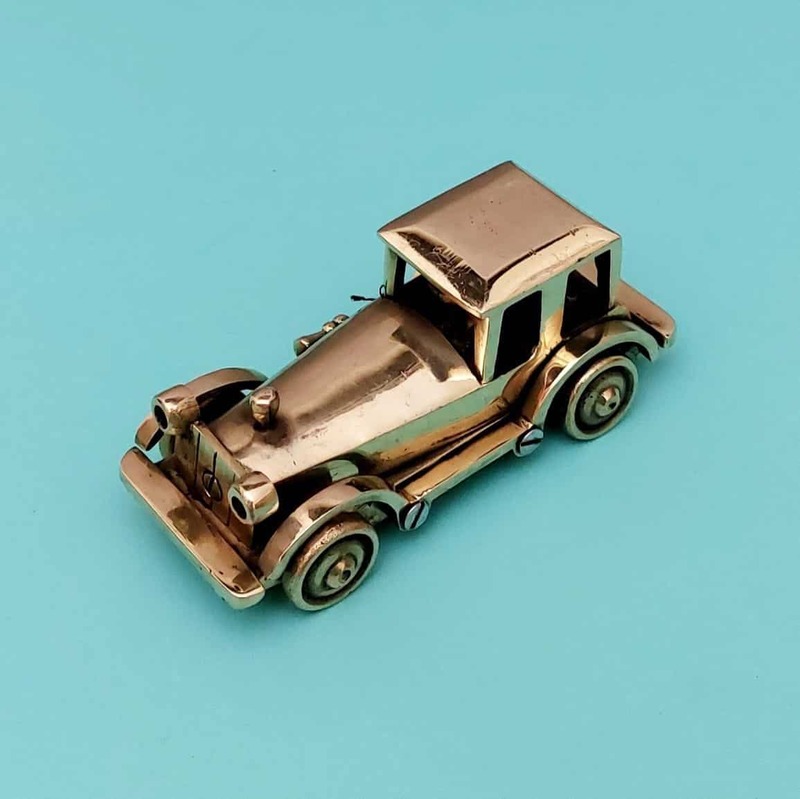 Brass Vintage Car - 2.1 inch Height | Miniature Brass Vintage Car for Collectors and Decor