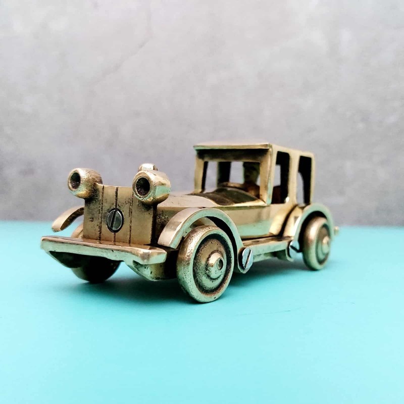 Brass Vintage Car - 2.1 inch Height | Miniature Brass Vintage Car for Collectors and Decor