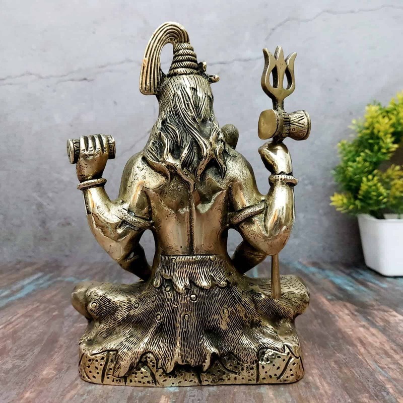 Brass Shiva Idol - 8.5 inch Height | Sacred Brass Shiva Statue for Worship and Meditation