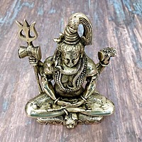 Brass Shiva Idol - 8.5 inch Height | Sacred Brass Shiva Statue for Worship and Meditation