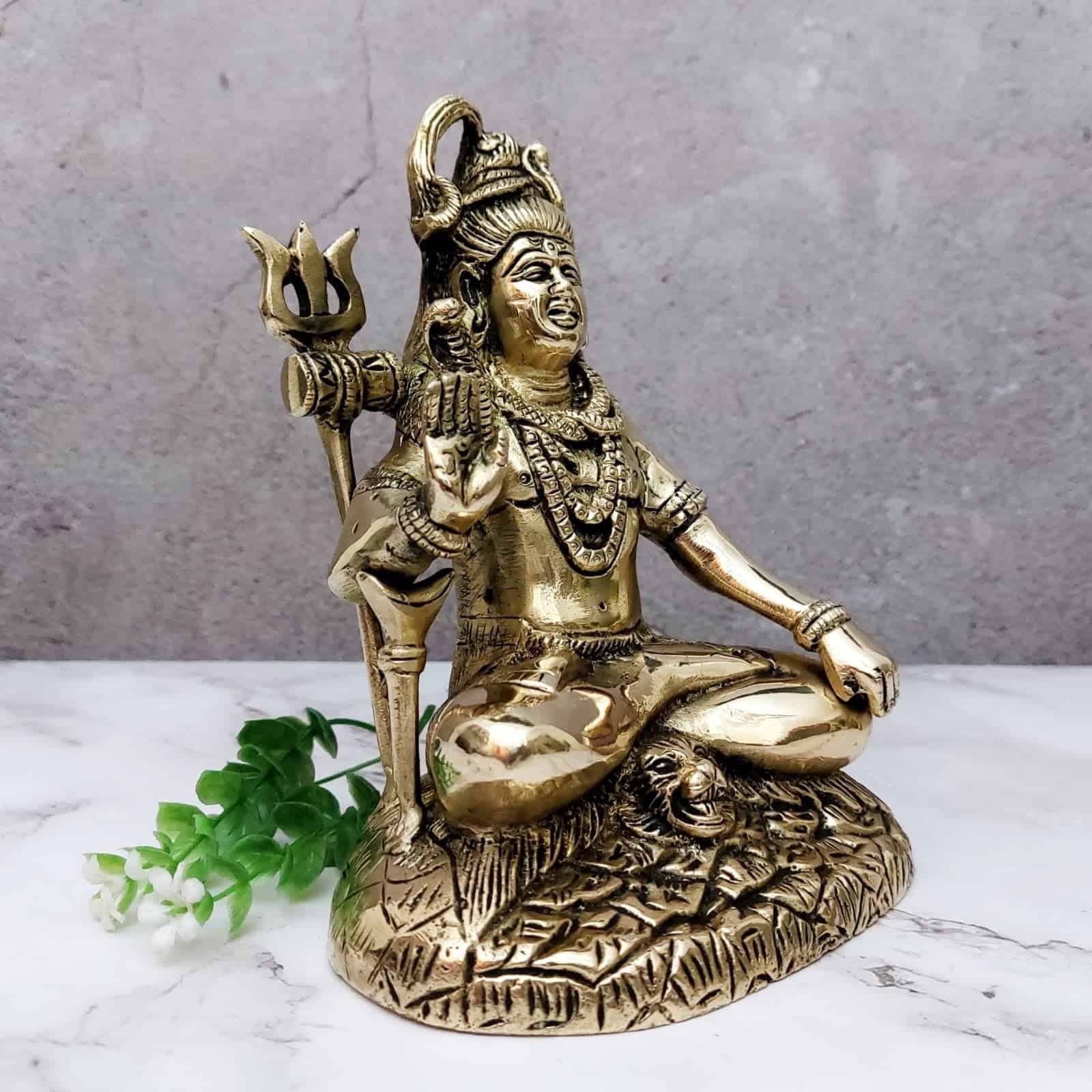 Brass Shiva Idol - 7 inch Height | Divine Brass Shiva Statue for Devotional Practices