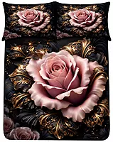 Rose 7D Digital Print Bedsheet Soft, Stylish & Premium Quality Bed Sheet King-225 x 250 CM)
