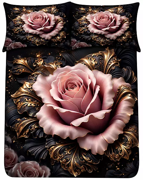 Rose 7D Digital Print Bedsheet Soft, Stylish & Premium Quality Bed Sheet King-225 x 250 CM)