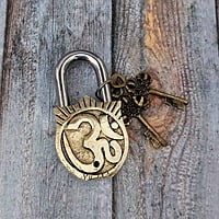 Brass Hanuman Door Lock - 4.5 inch Height | Auspicious Brass Hanuman Door Lock for Protection
