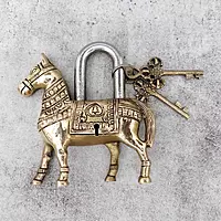 Brass Horse Door Lock - 5.5 inch Height | Majestic Brass Horse Door Lock for Symbolic Entry