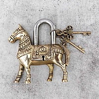 Brass Horse Door Lock - 5.5 inch Height | Majestic Brass Horse Door Lock for Symbolic Entry