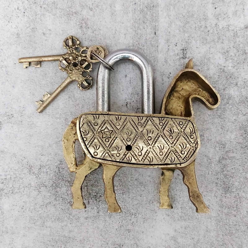Brass Horse Door Lock - 5.5 inch Height | Majestic Brass Horse Door Lock for Symbolic Entry